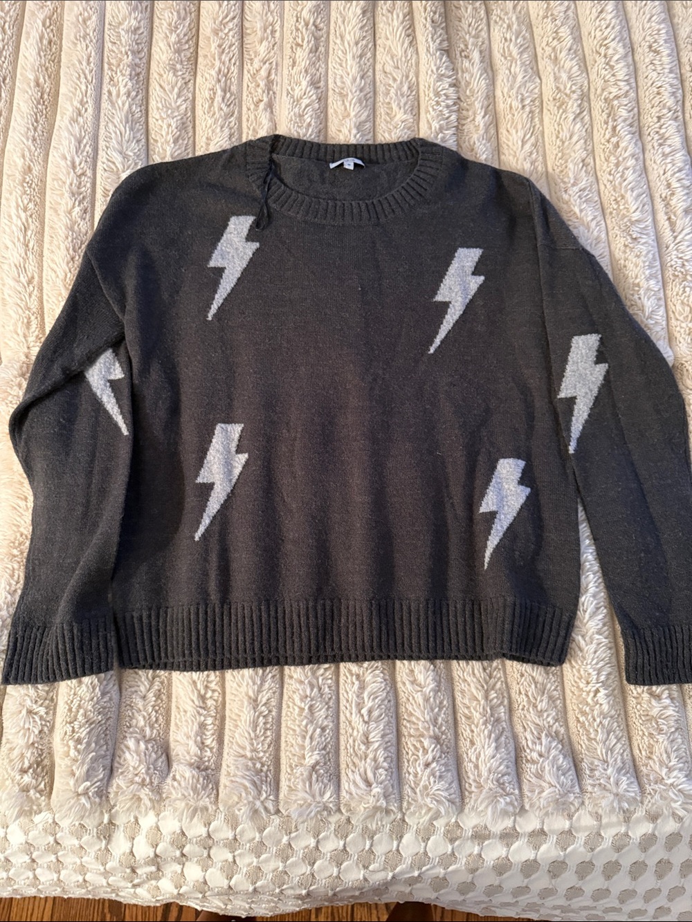 Rails Crewneck Sweater with Gray Lightning Bolts